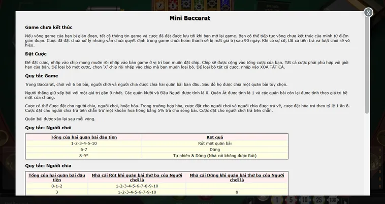 Quay Số Mini Baccarat Tại RikBet Trò Chơi Bài Kinh Điển Với Thưởng Lớn